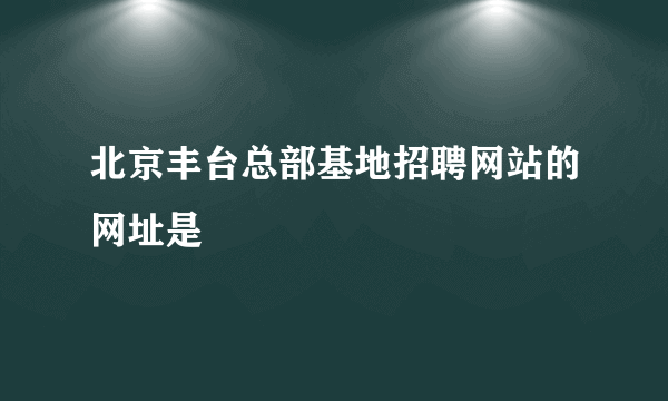 北京丰台总部基地招聘网站的网址是