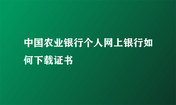 中国农业银行个人网上银行如何下载证书