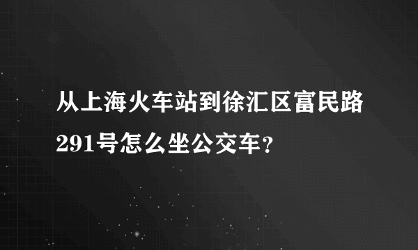 从上海火车站到徐汇区富民路291号怎么坐公交车？