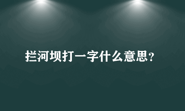 拦河坝打一字什么意思？