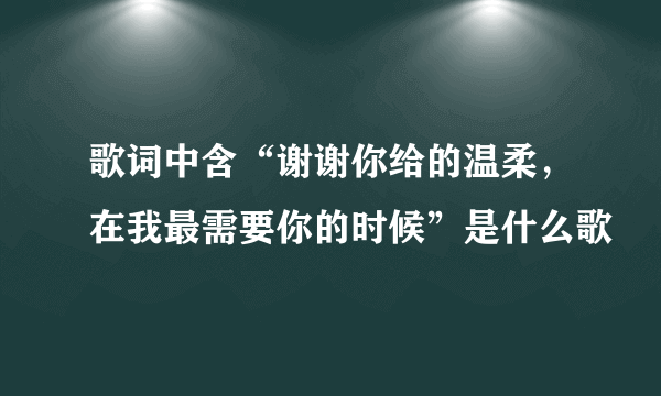 歌词中含“谢谢你给的温柔，在我最需要你的时候”是什么歌