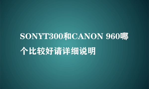 SONYT300和CANON 960哪个比较好请详细说明