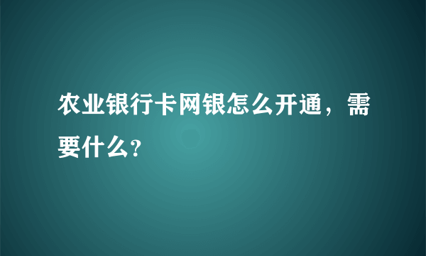 农业银行卡网银怎么开通，需要什么？