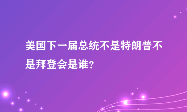 美国下一届总统不是特朗普不是拜登会是谁？