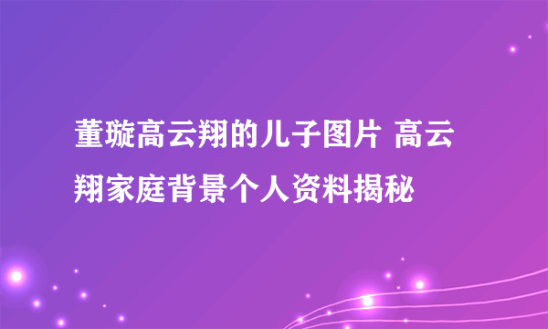 董璇高云翔的儿子图片 高云翔家庭背景个人资料揭秘