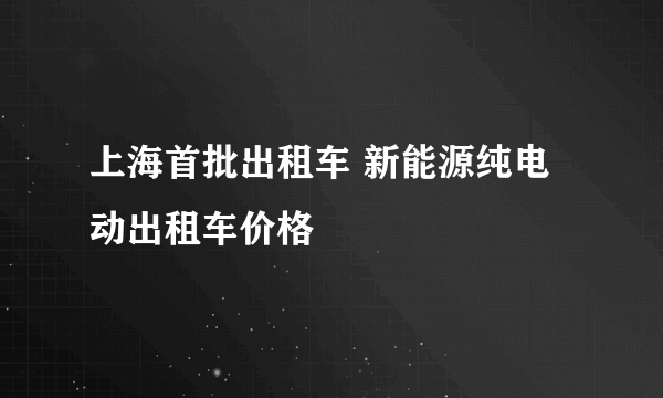 上海首批出租车 新能源纯电动出租车价格