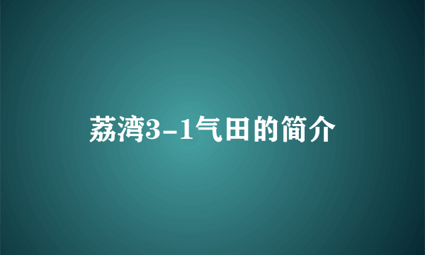 荔湾3-1气田的简介