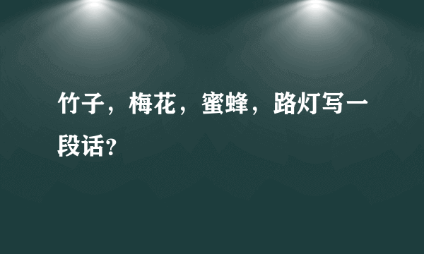 竹子，梅花，蜜蜂，路灯写一段话？