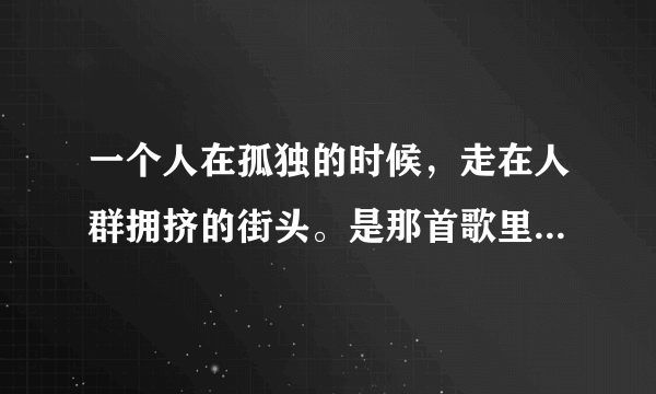 一个人在孤独的时候，走在人群拥挤的街头。是那首歌里的歌词？