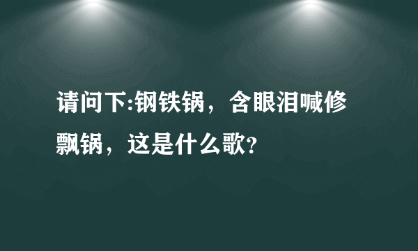 请问下:钢铁锅，含眼泪喊修飘锅，这是什么歌？