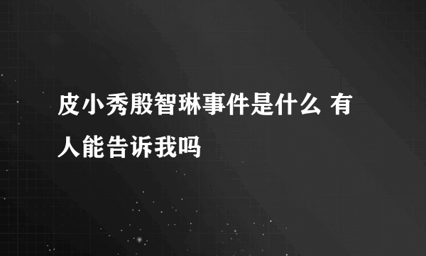 皮小秀殷智琳事件是什么 有人能告诉我吗