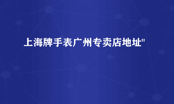 上海牌手表广州专卖店地址