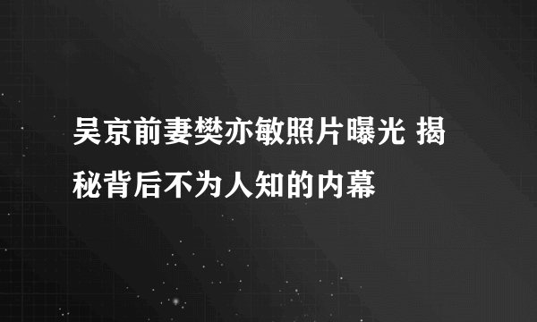 吴京前妻樊亦敏照片曝光 揭秘背后不为人知的内幕