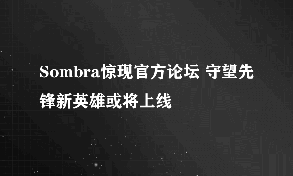 Sombra惊现官方论坛 守望先锋新英雄或将上线