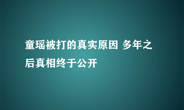 童瑶被打的真实原因 多年之后真相终于公开