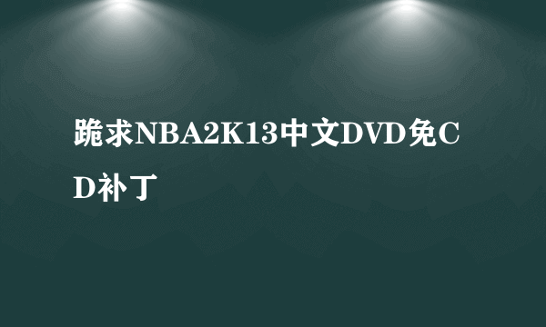 跪求NBA2K13中文DVD免CD补丁