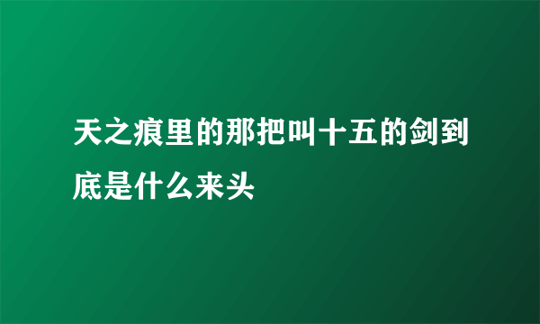 天之痕里的那把叫十五的剑到底是什么来头