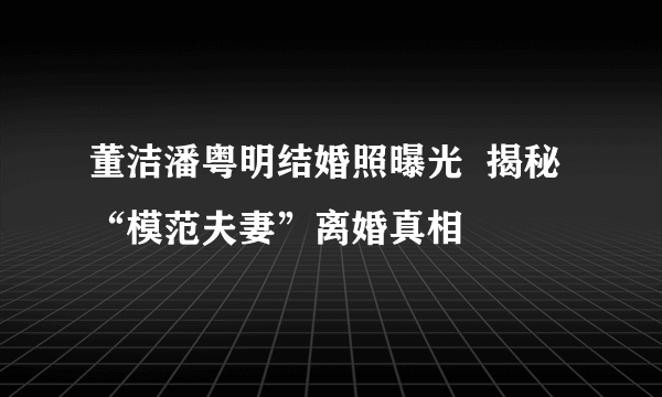 董洁潘粤明结婚照曝光  揭秘“模范夫妻”离婚真相