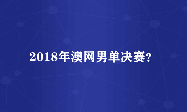 2018年澳网男单决赛？