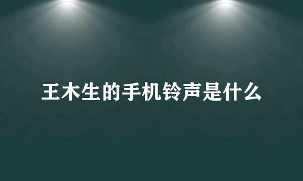 王木生的手机铃声是什么