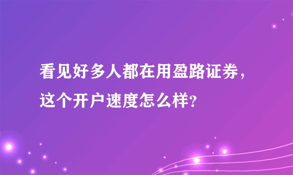 看见好多人都在用盈路证券，这个开户速度怎么样？