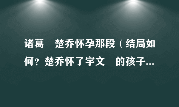 诸葛玥楚乔怀孕那段（结局如何？楚乔怀了宇文玥的孩子。这部小说原来是一部游记。）-飞外网