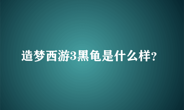 造梦西游3黑龟是什么样？