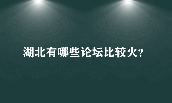 湖北有哪些论坛比较火？