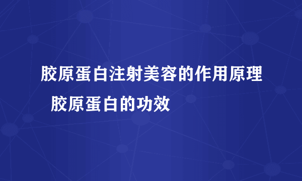 胶原蛋白注射美容的作用原理  胶原蛋白的功效