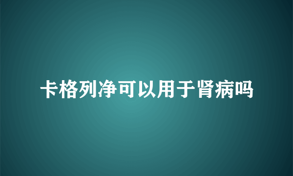 卡格列净可以用于肾病吗