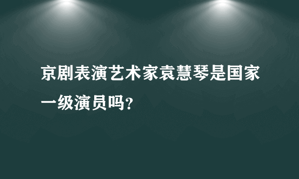 京剧表演艺术家袁慧琴是国家一级演员吗？