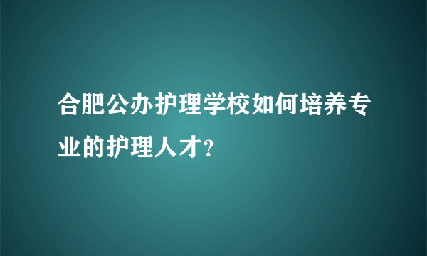 合肥公办护理学校如何培养专业的护理人才？