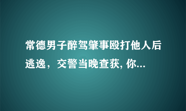 常德男子醉驾肇事殴打他人后逃逸，交警当晚查获, 你怎么看？