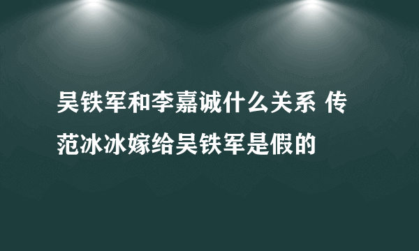 吴铁军和李嘉诚什么关系 传范冰冰嫁给吴铁军是假的