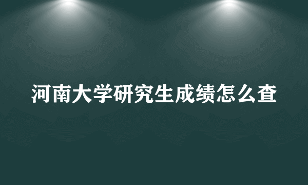 河南大学研究生成绩怎么查