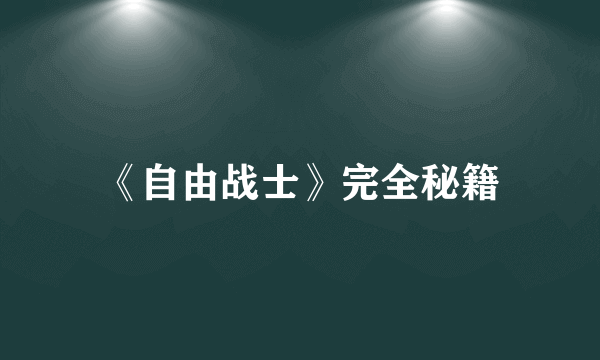 《自由战士》完全秘籍