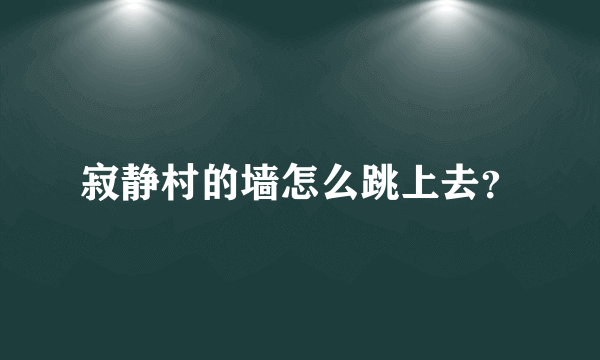 寂静村的墙怎么跳上去？