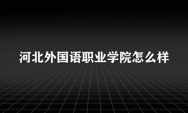 河北外国语职业学院怎么样