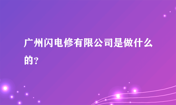 广州闪电修有限公司是做什么的？