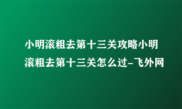 小明滚粗去第十三关攻略小明滚粗去第十三关怎么过-飞外网