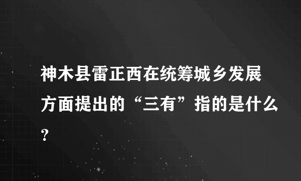 神木县雷正西在统筹城乡发展方面提出的“三有”指的是什么？