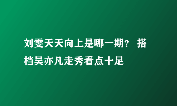 刘雯天天向上是哪一期？ 搭档吴亦凡走秀看点十足