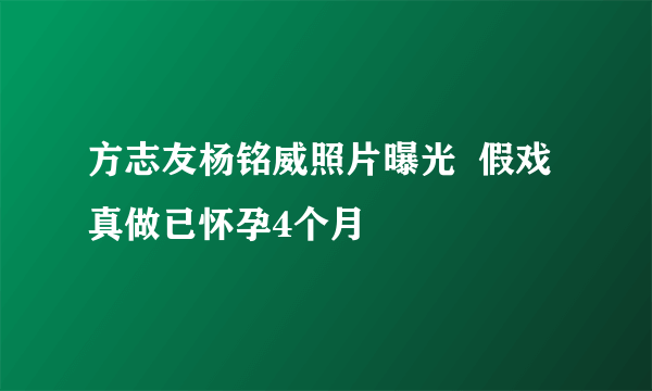 方志友杨铭威照片曝光  假戏真做已怀孕4个月