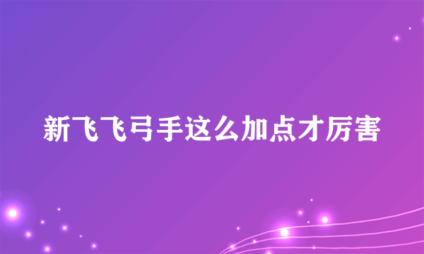 新飞飞弓手这么加点才厉害