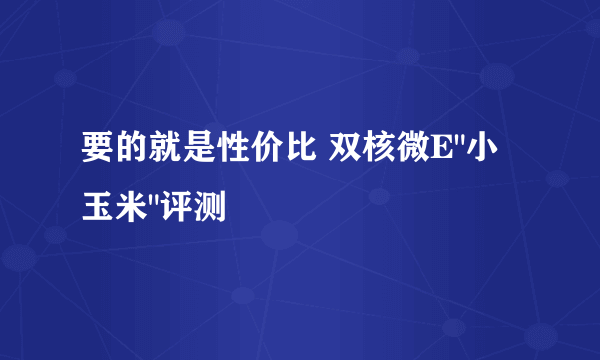 要的就是性价比 双核微E