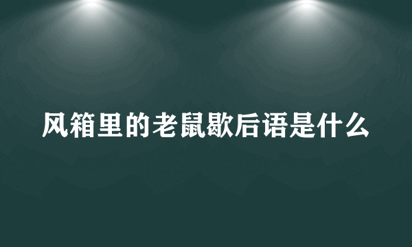 风箱里的老鼠歇后语是什么