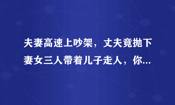 夫妻高速上吵架，丈夫竟抛下妻女三人带着儿子走人，你怎么评价丈夫的行为？