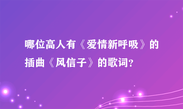 哪位高人有《爱情新呼吸》的插曲《风信子》的歌词？