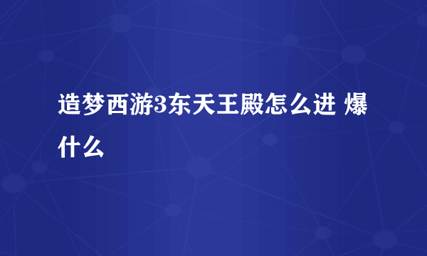 造梦西游3东天王殿怎么进 爆什么