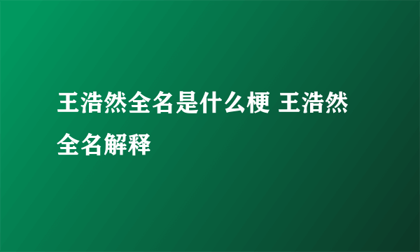 王浩然全名是什么梗 王浩然全名解释